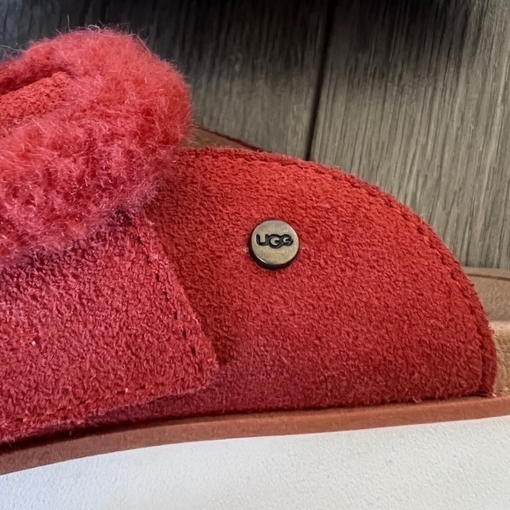 UGG Fluff Indio Flat Sandal In Red Rock Size US 5 - Picture 9 of 12
